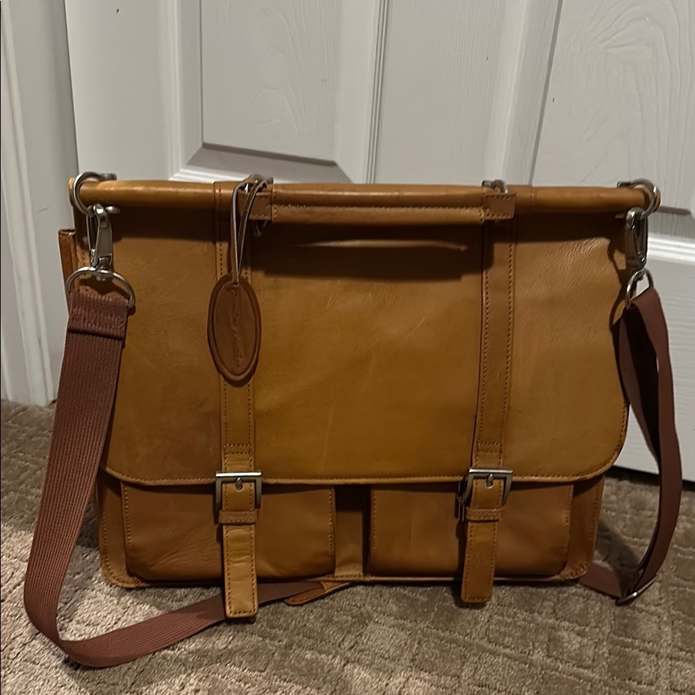Wilsons Leather Tan Briefcase with Brown Strap